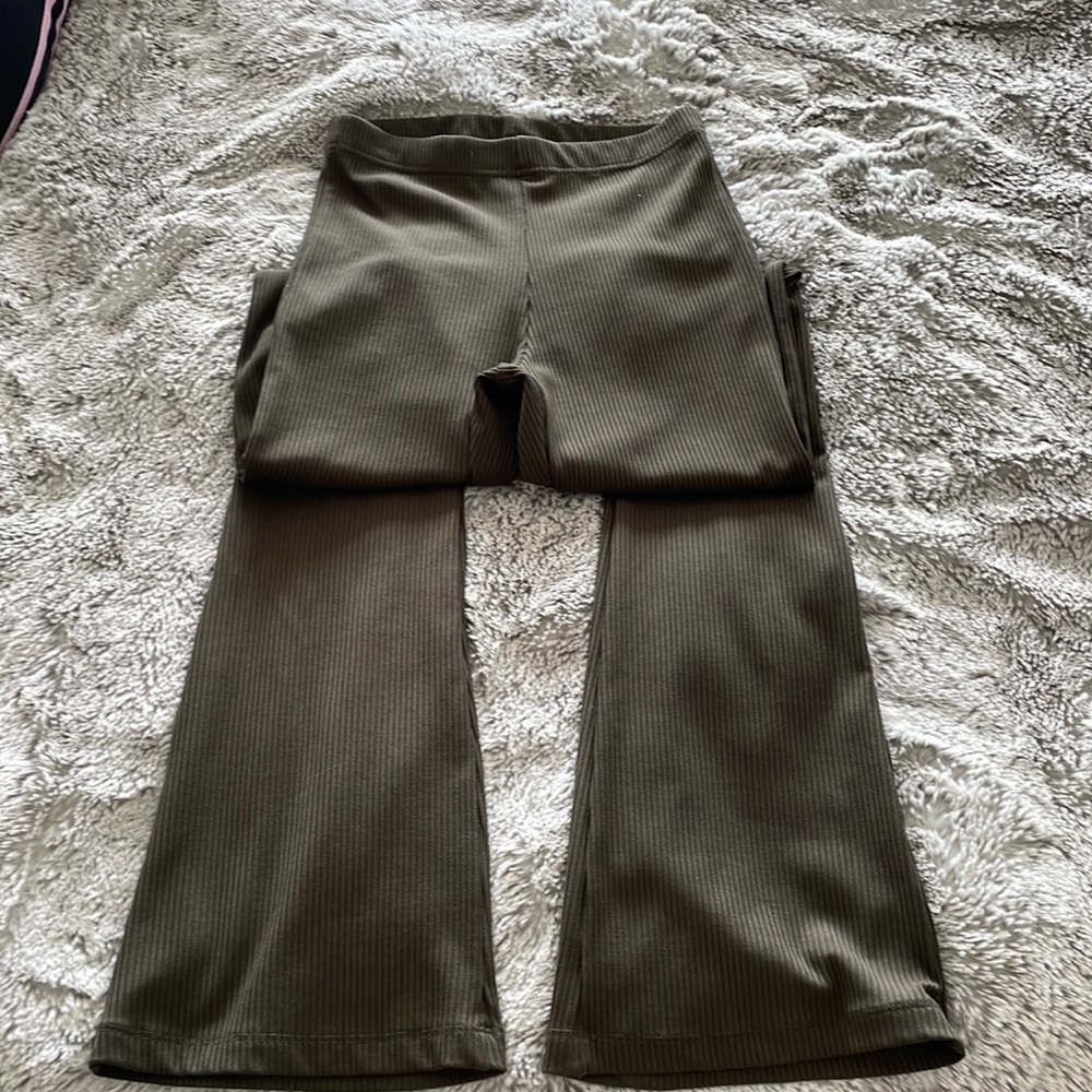 Bell shape pants, dark olive color